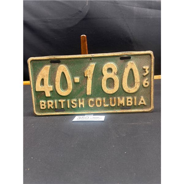 1936 BC License Plate
