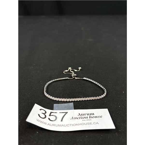Adjustable Sterling Silver Tennis Bracelet with Diamonds