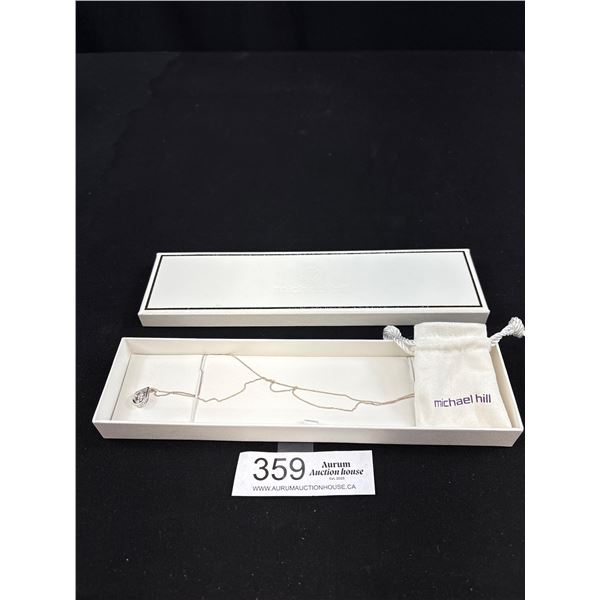 Very Nice Micheal Hill Sterling Silver Necklace and Pendant with Diamond (Tested)