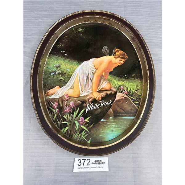 Vintage White Rock Beverages Tin Oval Tray 14 1/2" Tall