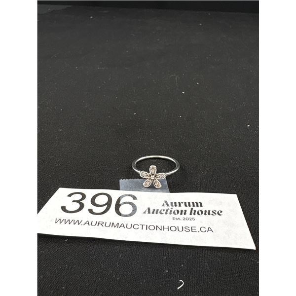 Sterling Silver Flower Ring, Marked S 925, ALE 54, Size 6 1/2