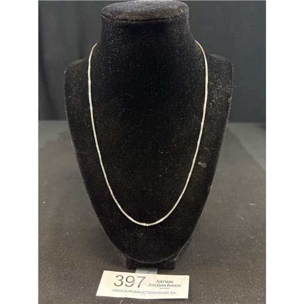 Sterling Silver Box Link Chain w/ Original Lobster Clasp, Marked 925 Italy, 19" Length