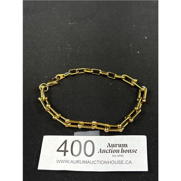 Vintage Gold Tone Links Bracelet, Marked 18K GP, 6-8" Length