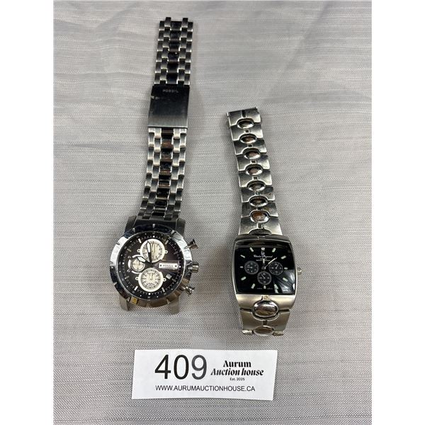 Stainless Steel Fossil, YR-1265-251103 + Charles Raymond Quartz Watches Battery Required, Bracelet N