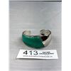 Image 1 : Silver w/ Green Snakeskin Print Open Cuff Bangle