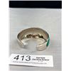 Image 3 : Silver w/ Green Snakeskin Print Open Cuff Bangle