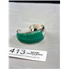 Image 4 : Silver w/ Green Snakeskin Print Open Cuff Bangle