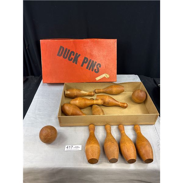 Vintage Duck Pins Bowling Game In Original Box