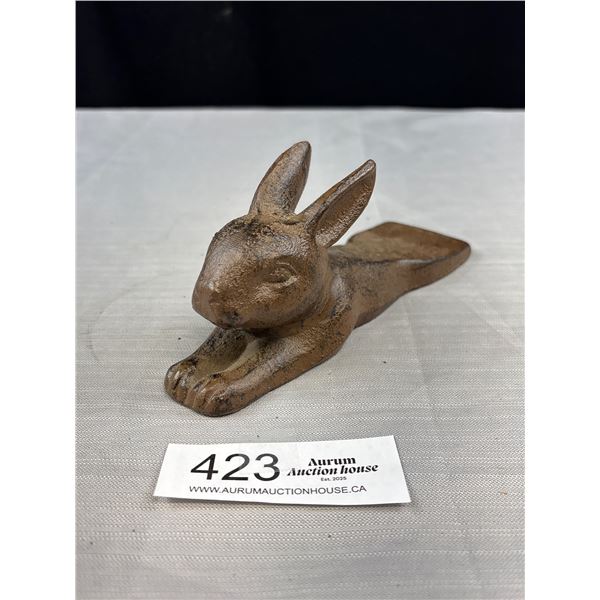 A Nice Vintage Cast Iron 7.5" Long Rabbit Cast Iron Doorstep