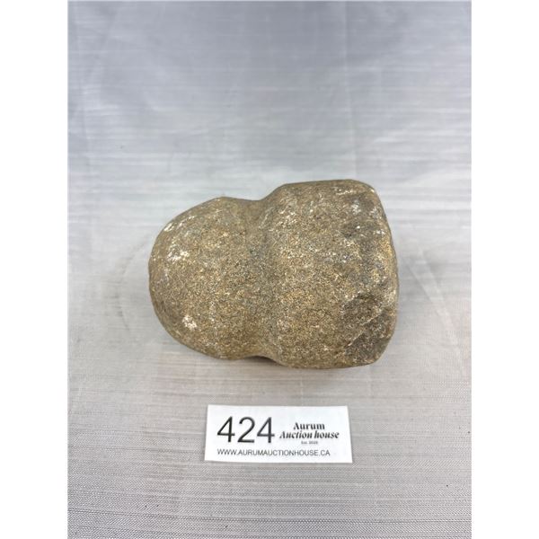 Native Grooved Stone Mall or Hammer Stone Artificat Found in BC