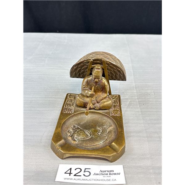 Vintage Hard To Find 1950s Solid Brass Korean Ashtray