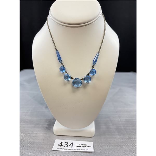 Vintage Silver w/ Blue Stones Choker Necklace