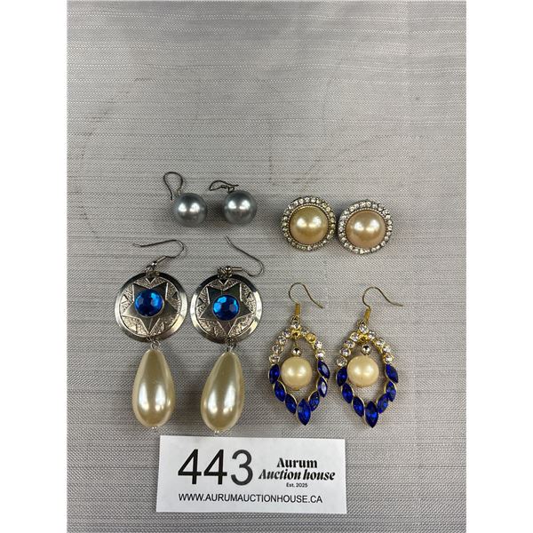 4 Pairs of Vintage Pearls Earrings