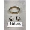 Image 1 : Heavy Stainless Steel Hinged Bangle + Pair of Earrings