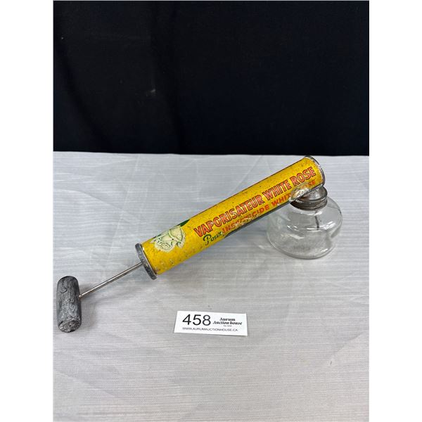 Vintage White Rose Sprayer w/ Glass Bottle