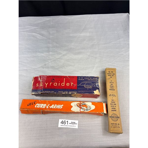 Vintage Automotive Lot of Curb - L - Alarms Sky Raider and 55 Ford Choke Control w/ Original Boxes