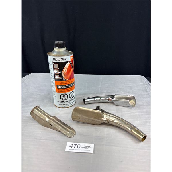 Full Vintage Moto Mix 2 Cycle Fuel + 3 Vintage Oil Spouts