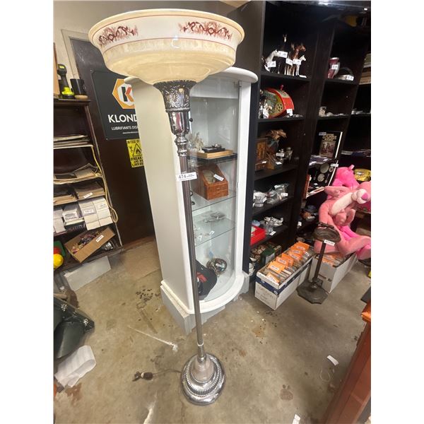 Large 16" Diameter Mid Century Cream Colored Lamp Shade on Stand 64" Tall NO SHIPPING