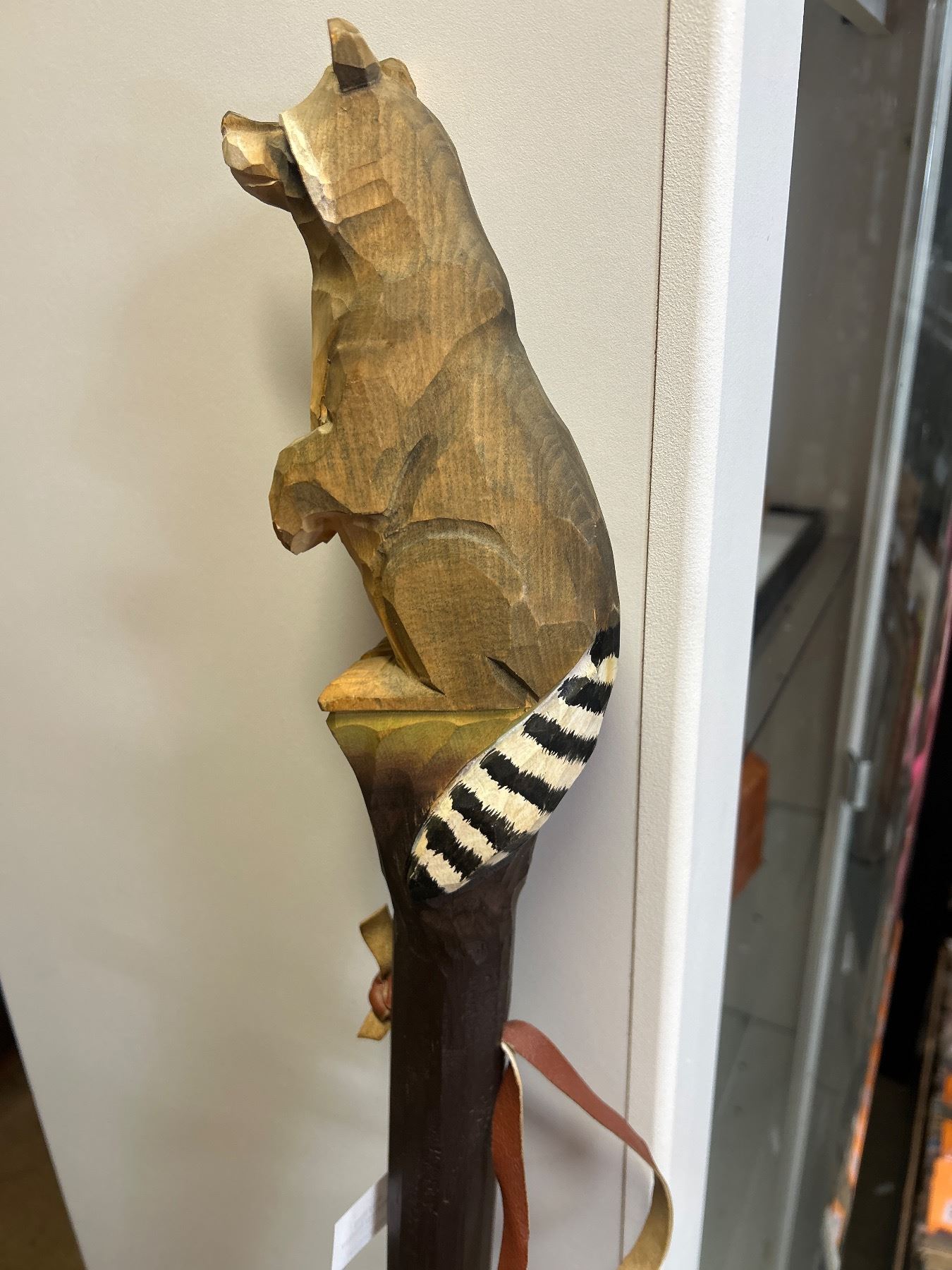 Local Hand Carved 5 Ft Tall Walking Stick w/ Carved Figural Raccoon NO ...