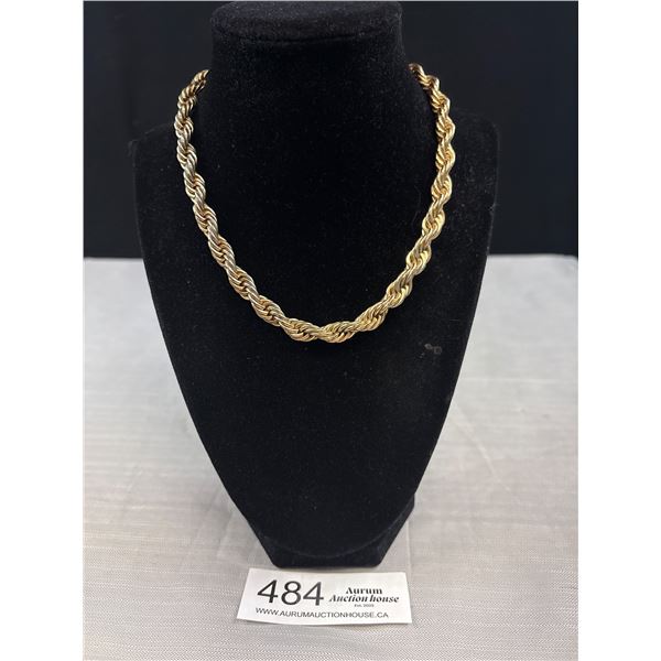 Gold Plated Twisted Rope Chain Necklace 15-17" Length