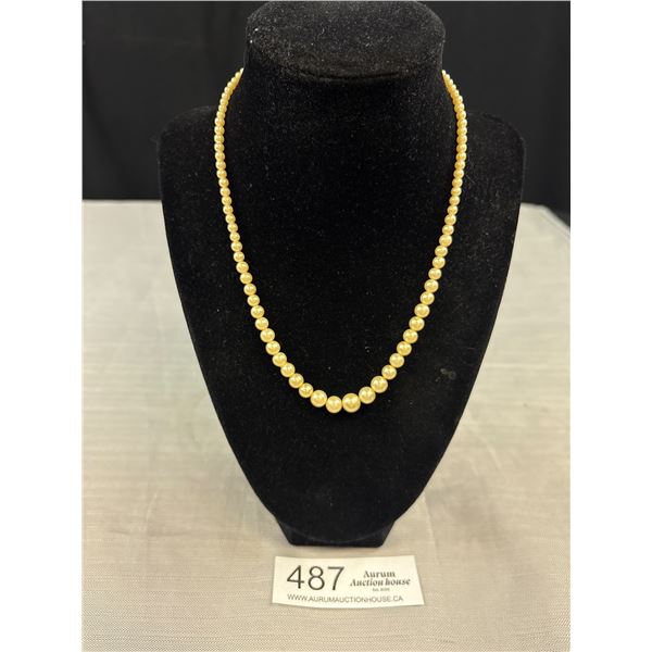 Vintage Graduated Pearls Choker Necklace 16" Length Unmarked Original Lobster Clasp