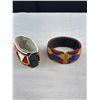 Image 5 : 2 Vintage Beadwork Bracelets + Bangle + Ring