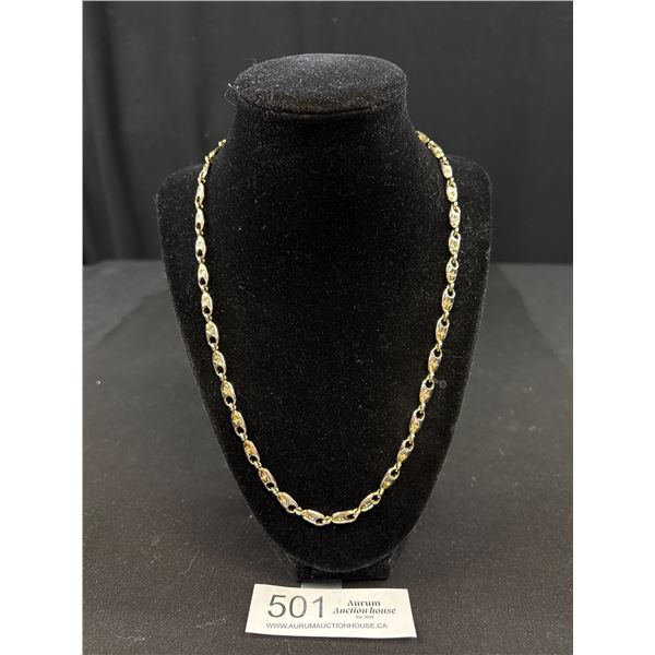 Beautiful Vintage Link Chain Necklace Each Link Set w/ One Tiny Stone, Original Clasp Unmarked 20" L