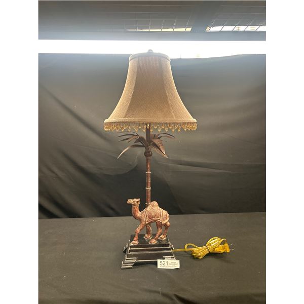 28" Tall Sculptural Camel and Palm Tree Table Lamp