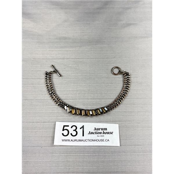 Vintage Silver Plated w/ Glass Stones Bracelet