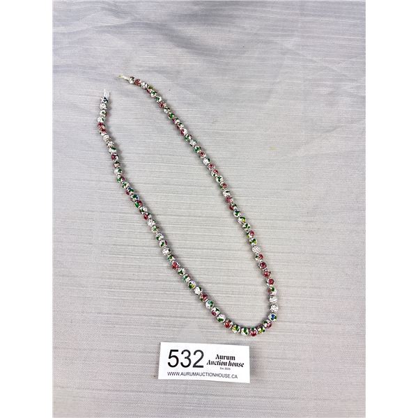Strand of Vintage Hand Crafted Cloisonne Beads For Necklace 20" Length