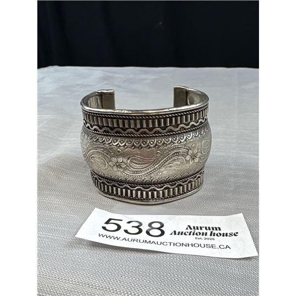 Vintage Silver Hand Crafted Open Cuff Bangle As Is