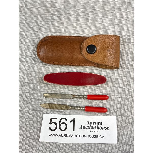 1930s Travel Manicure Set in Leather Case