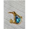 Image 4 : Gold Tone Kiwi Bird Pendant w/ Shell Inlay