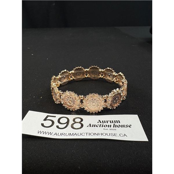 Beautiful Gold Guilded w/ Sparkling White Rhinestones Bracelet, Unmarked Cond. Just Like New