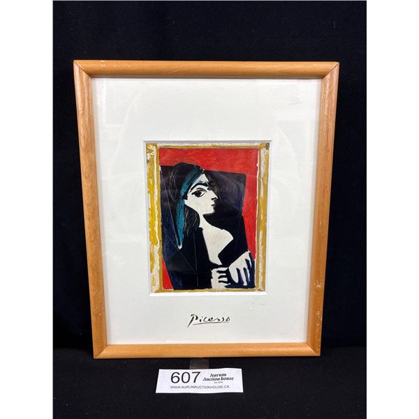 Framed Picasso Print Picture, Marked 3.12.57.