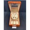 Image 2 : Very Nice Burlwood Watch Winder Jewelry Box Good Working Condition
