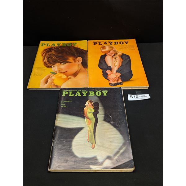 3 1966 Playboy Magazines