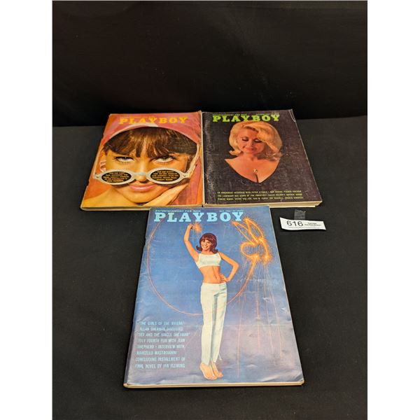3 1965 Playboy Magazines