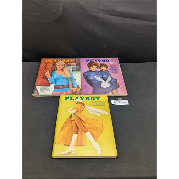 3 1970 Playboy Magazines
