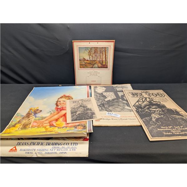 Nice Collection of Vintage Calenders, Calender Tops, and We Too Poster