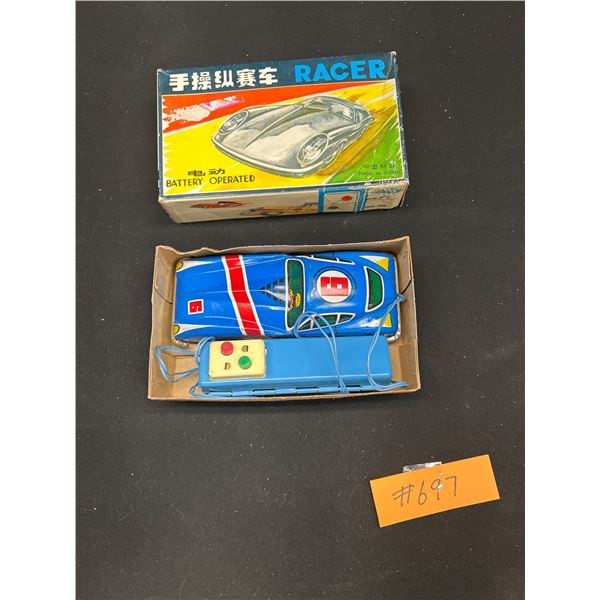 Vintage Battery Operated Racer Car in Original Box Made in China