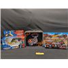 Image 1 : American Chopper Diecast Motorcycle in Box + Lunchbox and Hotwheels Monster Trucks