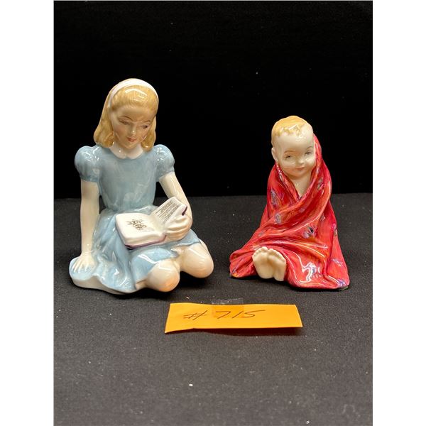 2 Royal Daulton Figurines Alice and This Little Pig