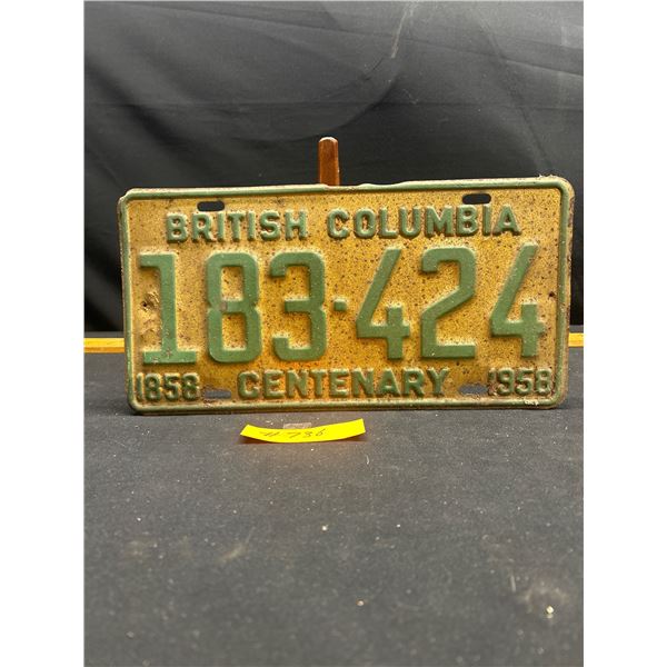 1958 BC License Plate