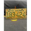 Image 1 : 1958 BC License Plate