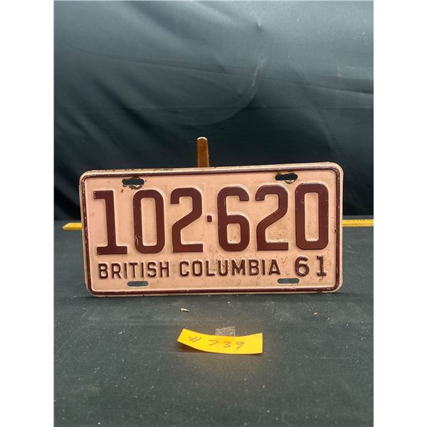 1961 BC License Plate