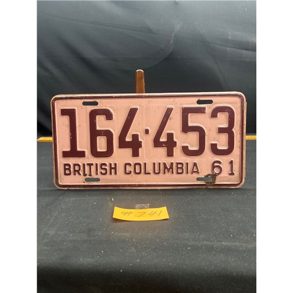 1961 BC License Plate