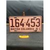 Image 1 : 1961 BC License Plate