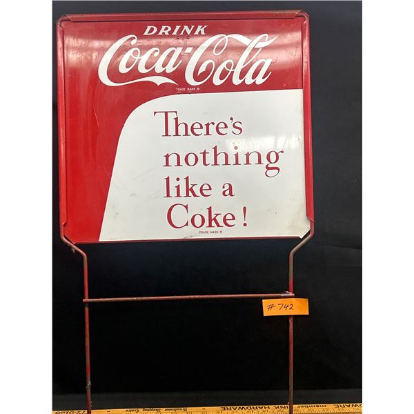 Vintage Coca Cola Bottle Rack Topper Sign 26 x 17"