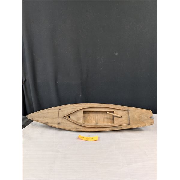 Vintage Custom Made Wooden Pond Yacht 22" L w/ Weighted Lettuce Base as Found